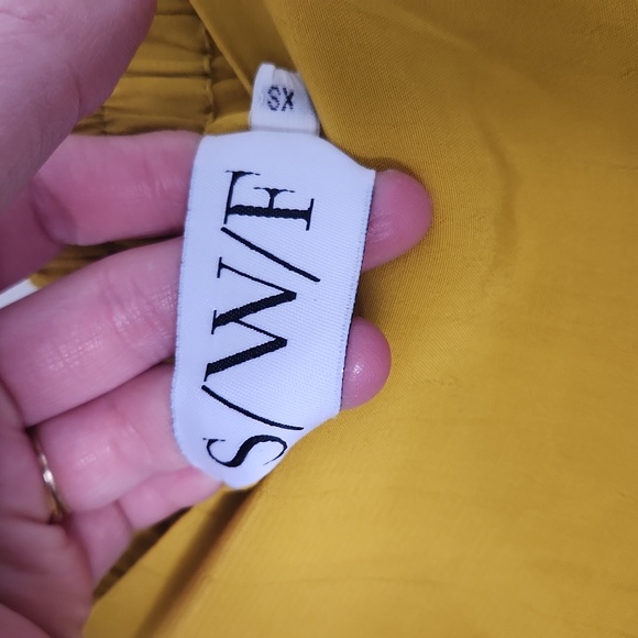 SWF Golden Brunt Yellow High Waist Exaggerated Wide-Leg Pleated Touch Pants XS - Picture 8 of 9